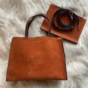 Kate Spade Amber Sam Suede Leather Crossbody Satchel Bag and Clutch